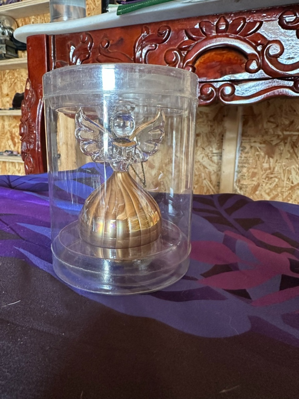 Glass Angel Ornament with Gold-Tone Base